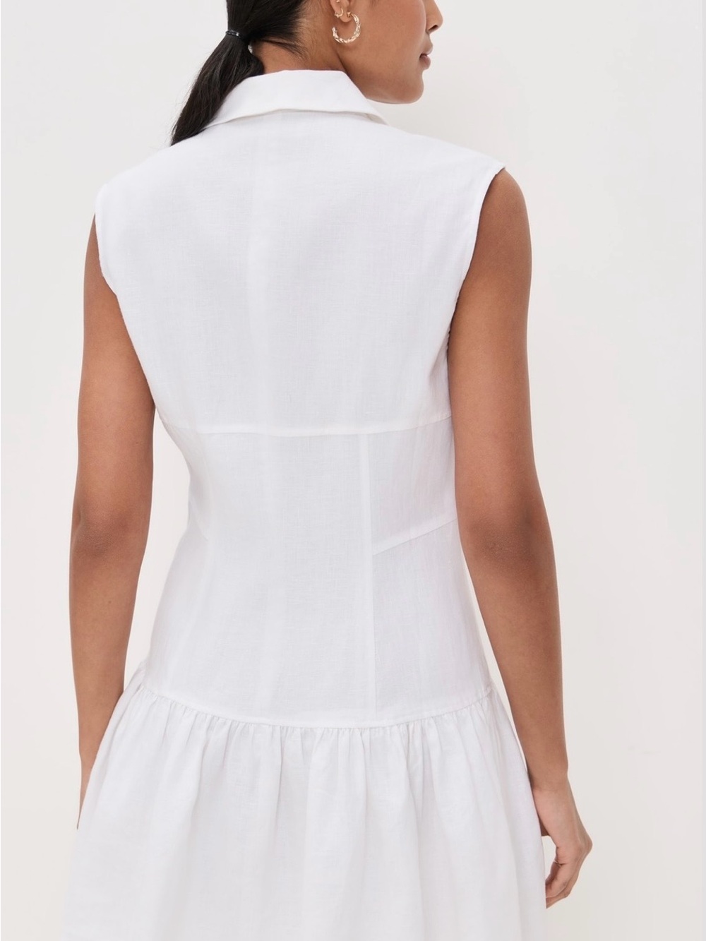 Frame The Linen Sleeveless White Button-Front Linen Shirt Dress Size M - Picture 2 of 11